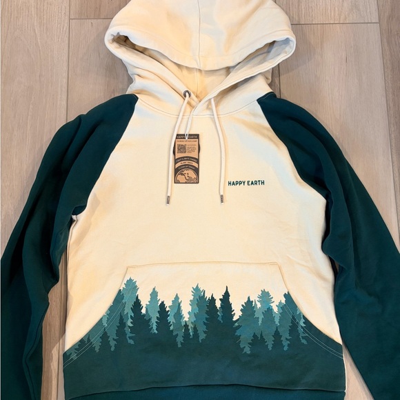 NEW Happy Earth Hooded Sweatshirt Mens Large Organic Cotton Hoodie - Picture 2 of 6